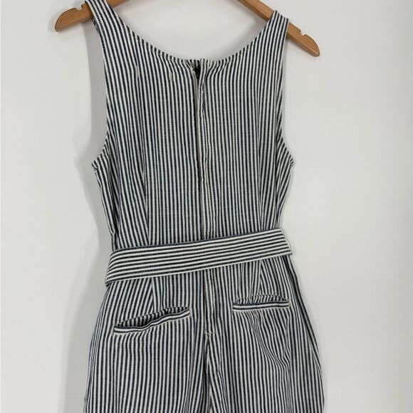 Madewell Muralist Sleeveless Wide Leg Jumpsuit in Blue/White Stripe | Size 4 - Picture 9 of 9